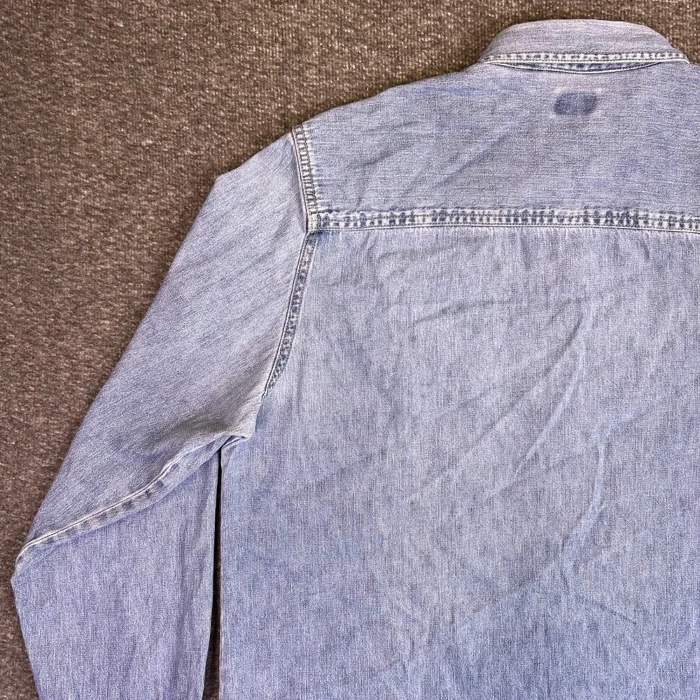 Vintage 90s Lee Denim Shirt Womens M Long Sleeve Button Up Classic Cotton Pocket - Picture 12 of 14